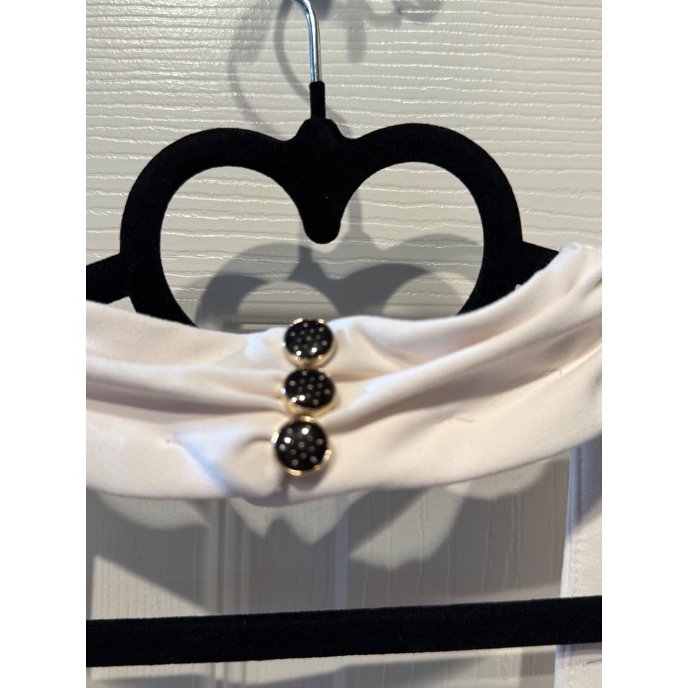 Maeve Anthropologie Halter Ruched Bubble Hem Dress‎ Cream Black Large NEW (E) - Picture 6 of 9